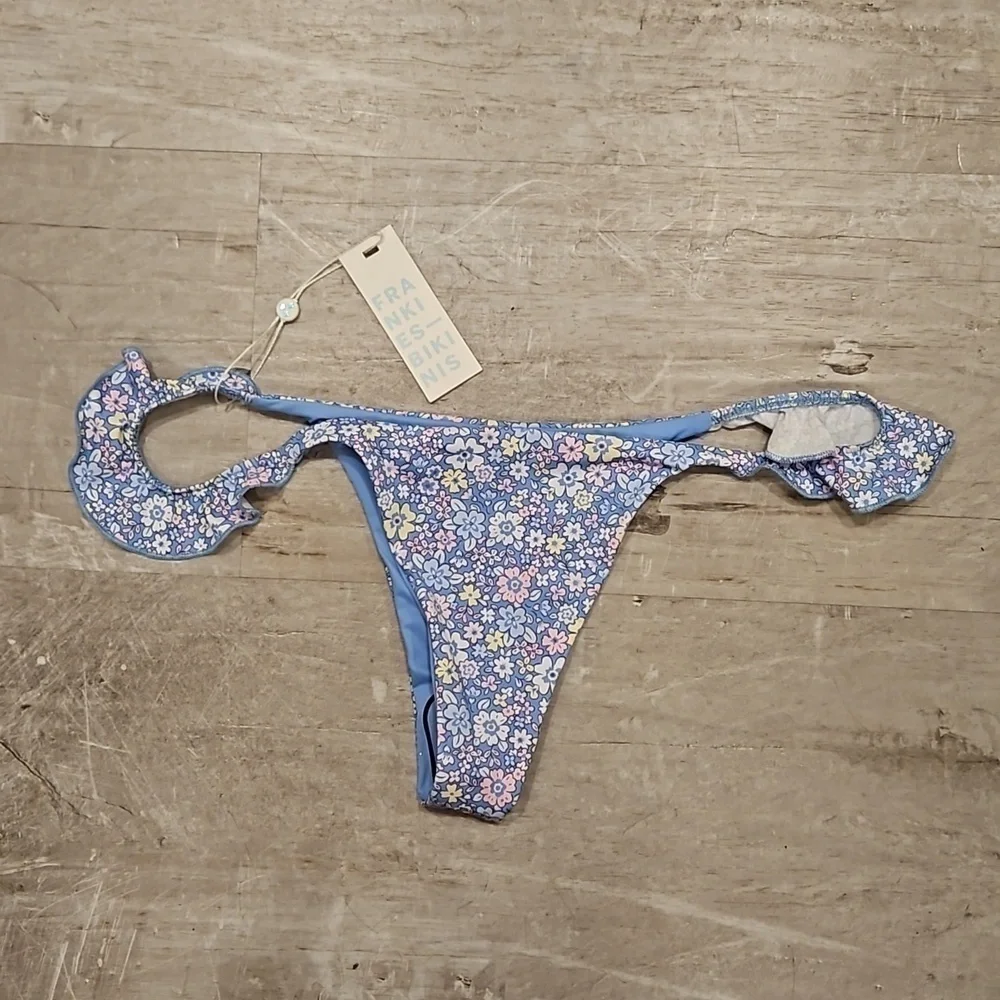 💕FRANKIES BIKINIS💕 Ali Ruffle Skimpy Bikini Bottom ~ Springtime XL NWT